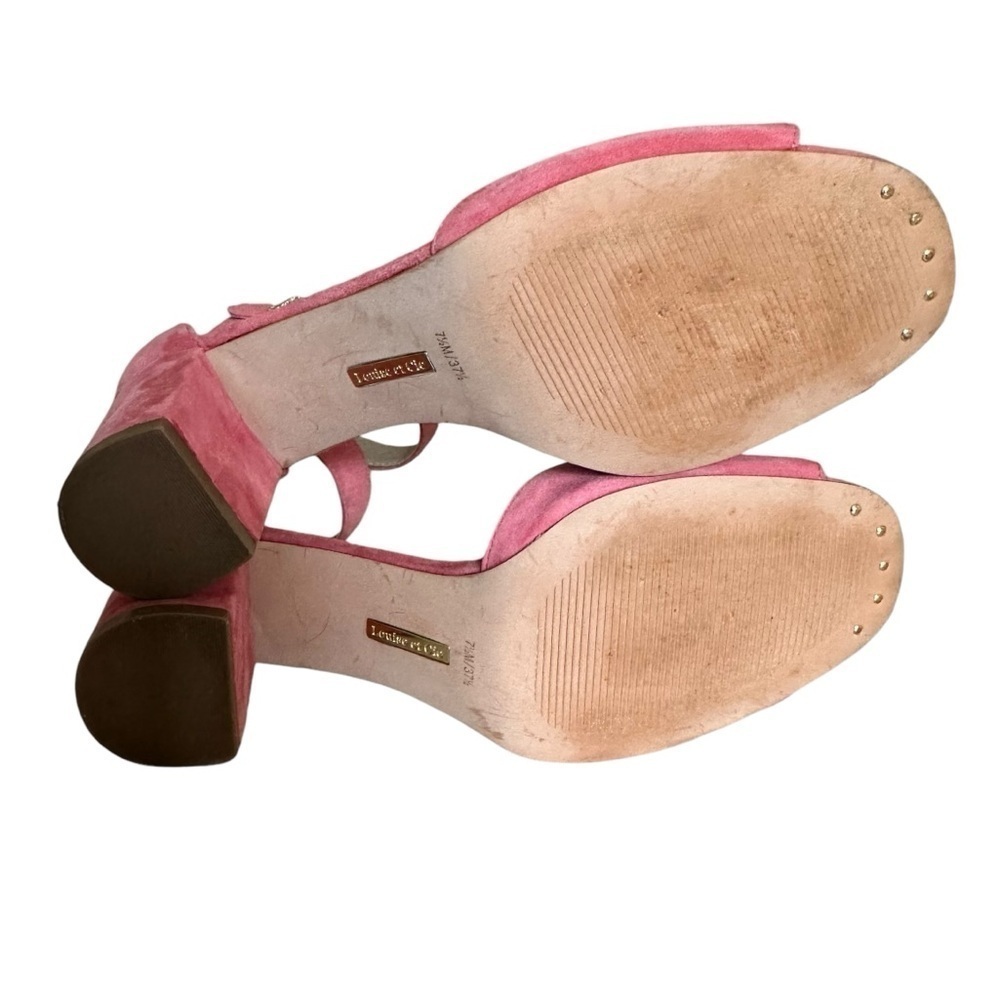 LOUISE ET CIE KARISA ANKLE CUFF PINK SUEDE BLOCK HEEL SIZE 7.5 - Picture 10 of 13